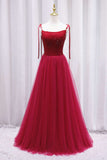 A-line Red Long Prom Dress with Beaded HZ0307