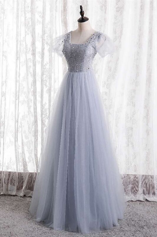 A-line Beaded Red Long Party Dress with Short HZ0307