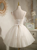 Sweet Ivory A-line Lace and Tulle Short Party HZ0307