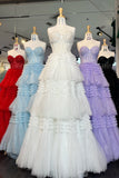Sweetheart Lace and Tiered Ruffle Long Prom HZ0307