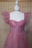 Flare Sleeves Rose Pink Corset A-line Princess HZ0307