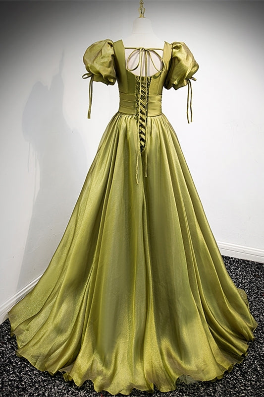 Short Puffy Sleeves Empire A-line Long Formal HZ0307