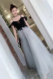 A-line Black and Silver Long Prom HZ0307