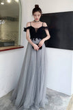 A-line Black and Silver Long Prom HZ0307