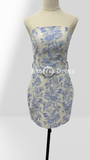 Bravo Floral Print Homecoming Dresses Strapless Mini Party Gown, HZ0307
