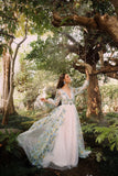 Embroidery Lace V-Neck Ivory Wedding HZ0307