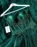 LTP1645,Emerald Corset Tulle Prom Gown Evening Wedding Dress Cocktail Sweetheart Neckline Beaded Lace Bridal HZ0307