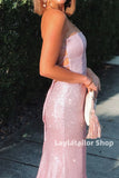 Glitter Pink Sheath Evening Prom HZ0307
