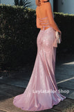 Glitter Pink Sheath Evening Prom HZ0307
