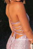 Glitter Pink Sheath Evening Prom HZ0307