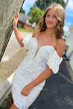 LTP1408,Off the shoulder sequin homecoming dresses bodycon cocktail HZ0307